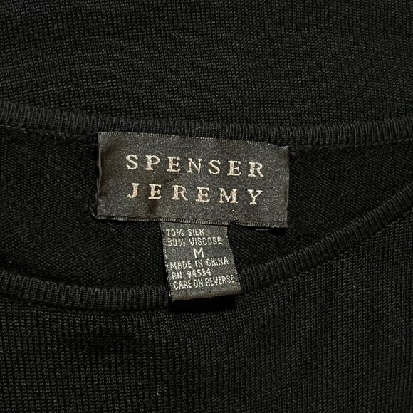 Spenser Jeremy Woman's Black M Top Minimalist Luxe Essential Soft Stretch Silk - Picture 4 of 9